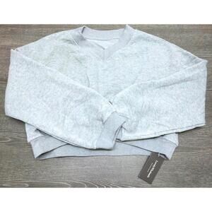 Amazon Heather Gray V Neck Cropped Pullover Sweater Women Size XL